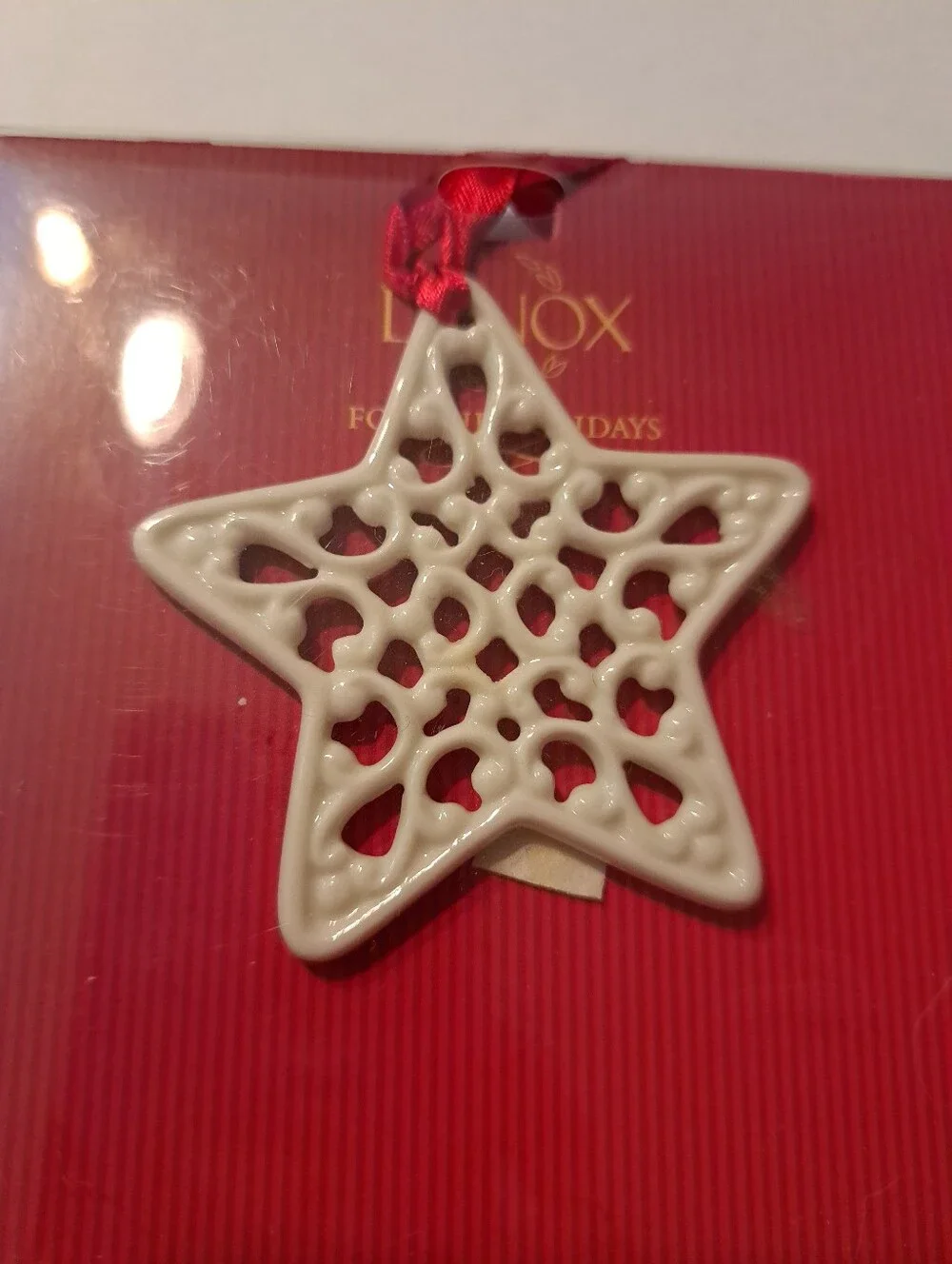 Lenox For The Holidays Charms Pierced Porcelain Star Ornament Ivory Christmas